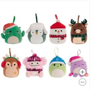 NWT Squishmallows 4-inch Ornament Plush 8-pack Assorted WINTER
